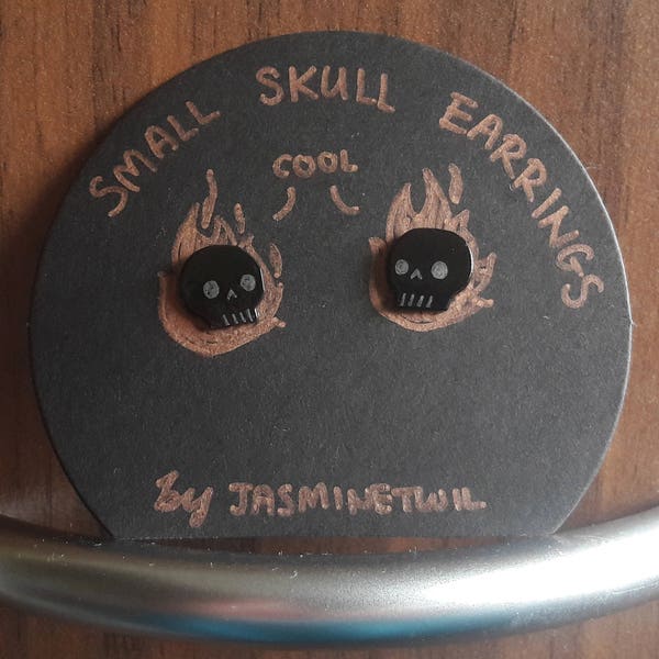 Small Skull Earrings- Handmade shrink plastic jewellery