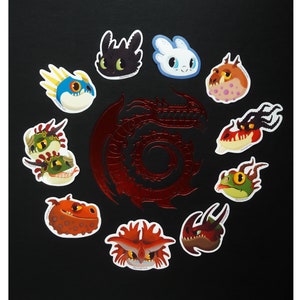 How To Train Your Dragon- Dragon Head Stickers! (Toothless, Stormfly, Light fury) cute, decorative, scrapbooking, stationary