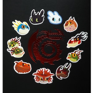 Como Treinar o Seu Dragão - Adesivos de Cabeça de Dragão! (Banguela, Tempestade, Fúria da Luz) fofos, decorativos, para scrapbooking, para papelaria