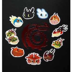 How To Train Your Dragon- Dragon Head Stickers! (Toothless, Stormfly, Light fury) cute, decorative, scrapbooking, stationary