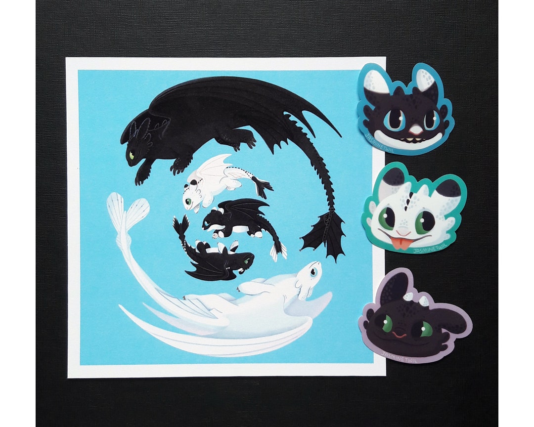 HTTYD Toothless and Family Printstickers Set toothless, Light Fury