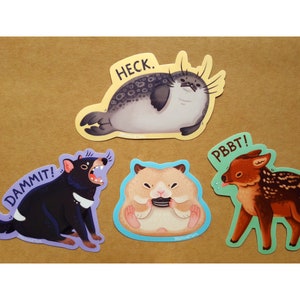 Stickerpakket Angry Animals, schattig, decoratief, geluk, kousenvuller, scrapbooking, schrijfwaren, dieren in het wild, huisdieren