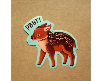 Angry Animals- Pudu deer fawn (Pbbt!), cute, stationary, wildlife, cute, decorative, happiness, stocking stuffer, scrapbooking