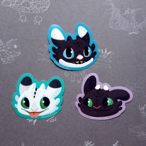 How to Train Your Dragon- Night Lights Sticker Pack (Ruffrunner, Pouncer, Dart, Toothless, Lightfury) cute, decorative, scrapbooking