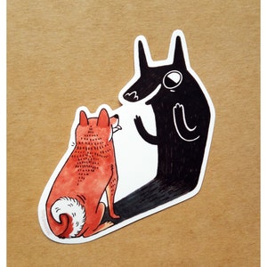 Shiba Inu y Shadow Friend, lindo, decorativo, felicidad, relleno de media, scrapbooking, papelería
