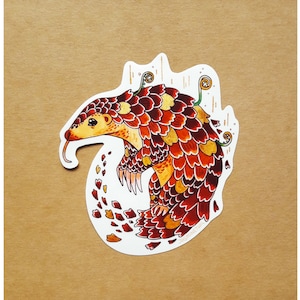 Calcomanía de pangolín, conciencia, vida silvestre, lindo, decorativo, felicidad, relleno de medias, álbum de recortes, estacionario
