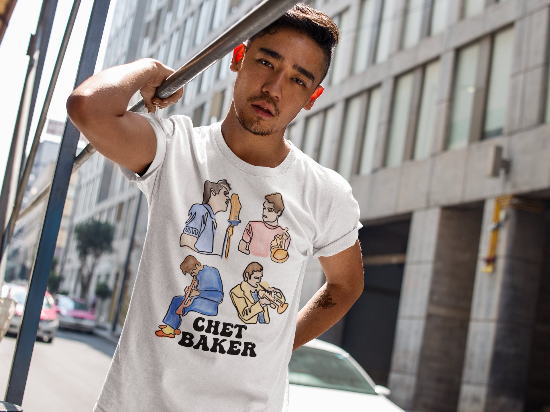 Chet Baker Tシャツ ホワイト Chet Baker Simple Art Tee - Etsy