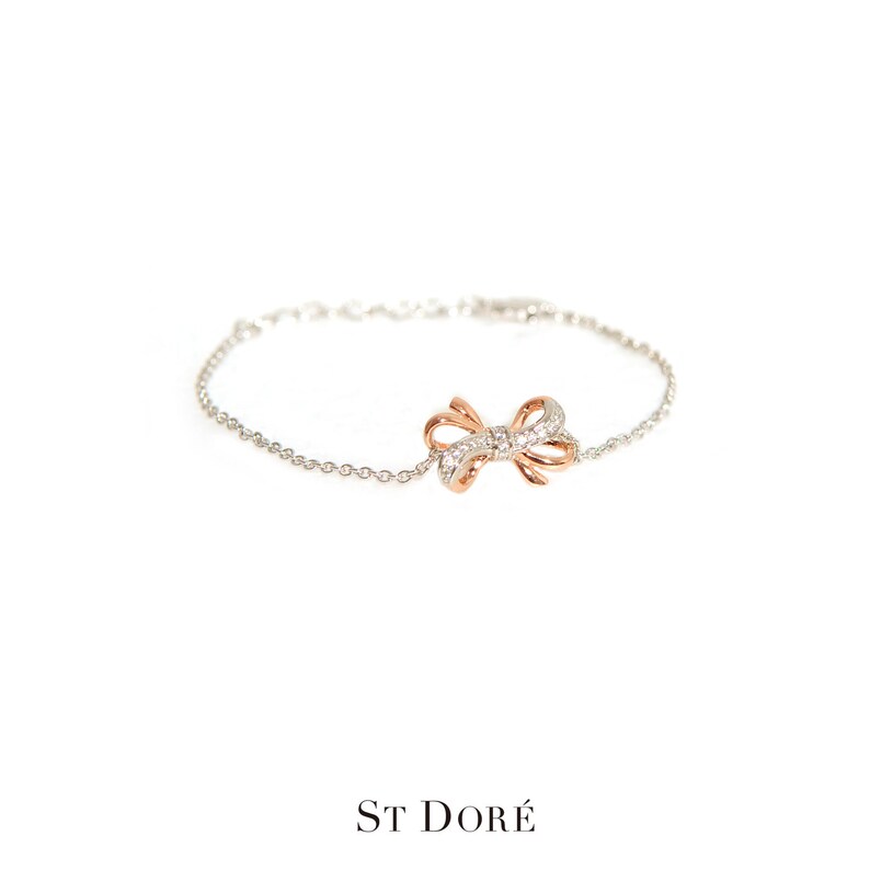 Free USA Shipping 18K Gold Plated Over Sterling Silver Ship Worldwide Bow Bracelet Made in Italy