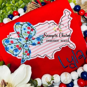 BUNDLE USA Flagge mit Schleife, Beanie & Zickzackstich Stickdatei, 4.Juli 2019, USA, USA, USA, Streifen, Streifen