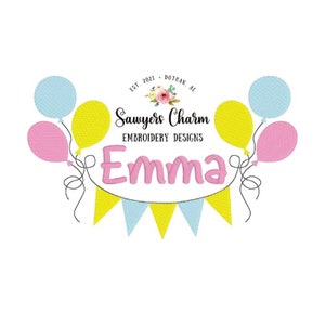 Birthday balloons bunting banner sketch machine embroidery design file, quick stitch, bean stitch, celebration, perfect for name or monogram