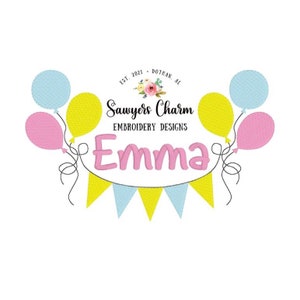 Birthday balloons bunting banner sketch machine embroidery design file, quick stitch, bean stitch, celebration, perfect for name or monogram