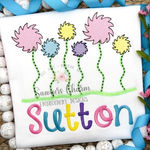 Wunderliche Blumen Skizze Stickdatei Schnellstich, Bohnenstich, Quilten Sie Across America, Katzendoktor