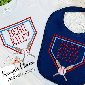BUNDLE Baseball bats/home plate with & without bow monogram frame machine embroidery design file, softball ballgame sports outfield diamond