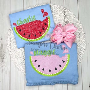 Watermelon scallop blanket stitch machine applique, embroidery design, summer snacks, fruit