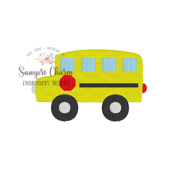 Back to school bus mini fill machine embroidery design file, transportation, students, perfect for monograms, quick stitch