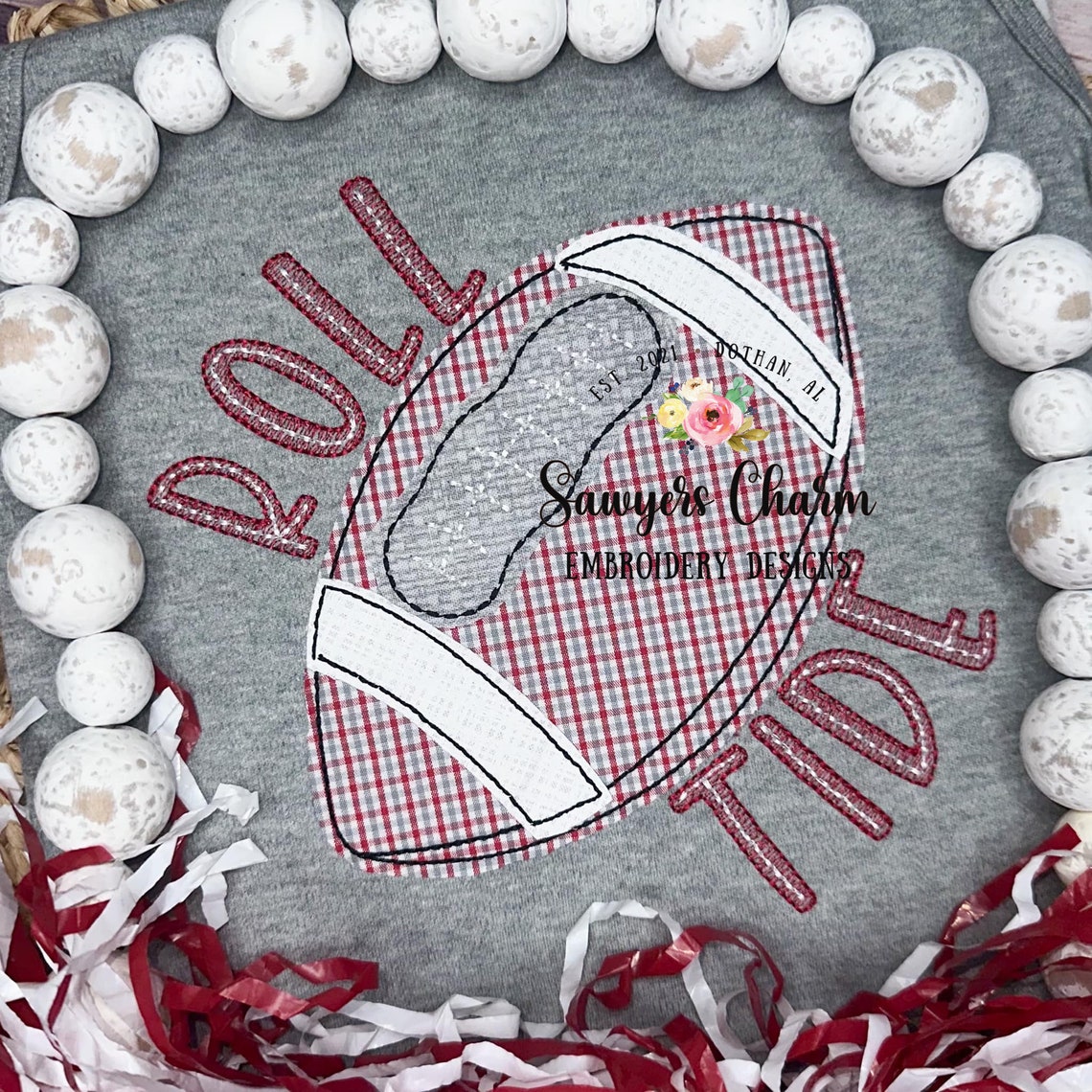 Football Bean & Zig Zag Stitch Applique BUNDLE, Embroidery Design, Fall ...