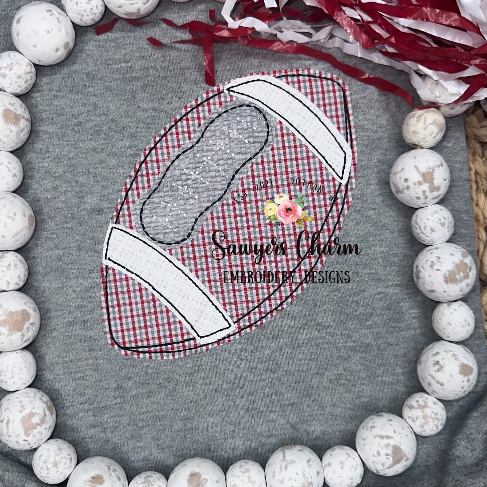 Football Bean & Zig Zag Stitch Applique BUNDLE, Embroidery Design, Fall ...