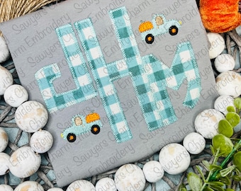 Mini-fill pumpa lastbil maskinbroderi designfil, bönstygn, jordbruk, skörd, transport, monogramram, höst, halloween