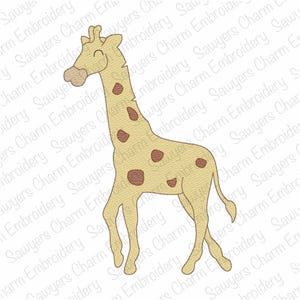 BUNDLE Giraffe sketch stitch machine embroidery design, With/without coquette bow, zoo animal