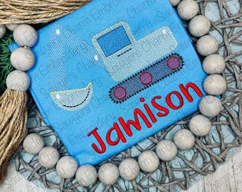 Excavator sketch stitch machine embroidery design, construction vehicle, city truck, transportation, digger