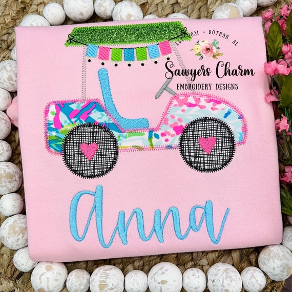 BUNDLE Boy and girl Golf cart all holidays zigzag machine embroidery applique design file, Valentine's, Shamrocks, patriotic, Easter, fall