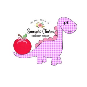 Back to School Dinosaur With Apple Bean Stitch Applique BUNDLE, Machine ...