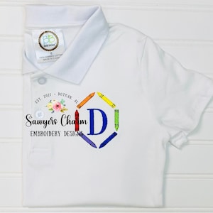 Mini preenchimento de giz de cera, quadro de monograma, arquivo de design de bordado de máquina, ponto rápido, perfeito para monogramas, ponto de cetim, cores, volta às aulas