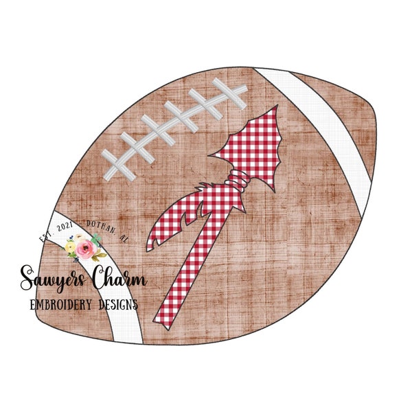 Sports football arrowhead, spear, seminole, warriors silhouette bean stitch applique machine embroidery design file, mascot college school