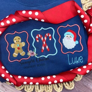 Christmas frames trio satin stitch machine embroidery design file, happy holidays, Gingerbread cookie, candy canes, Santa Claus mini fill