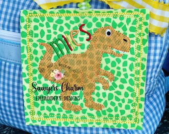 T-Rex sketch stitch machine embroidery design file, quick stitch, tyrannosaurus rex dinosaur dino, prehistoric, roar, rawr