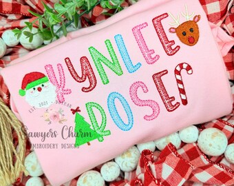 BUNDLE Christmas mini fill designs machine embroidery file, reindeer, Santa Claus, candy cane, tree with bow & star, happy holiday, monogram