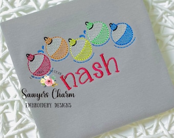 Fishing bobbers in a row sketch stitch machine embroidery design file, quick stitch, spring summer, fish, outdoors, water lake pond bait