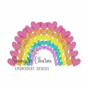 Heart Rainbow Sketch Stitch Machine Embroidery Design File, Quick ...