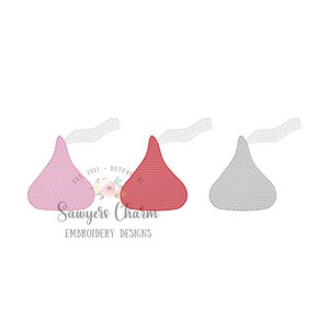 Chocolate kisses candy trio with & without bows sketch stitch, machine embroidery design file, winter, Valentine&#39;s Day, love, satin bows