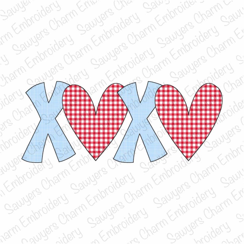 BUNDLE XOXO Hearts Zig Zag & Bean Stitch Applique, Machine Embroidery ...