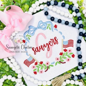 Frankreich, USA, 4.Juli Applikation, Maschinenstickerei, 4.Juli 2019