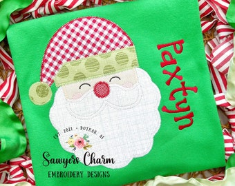 Santa Claus zig zag stitch applique, machine embroidery design file, quick stitch, Merry Christmas, holidays, winter, jolly, ho ho ho