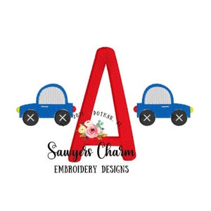 Mini car fill stitch machine embroidery design file, transportation, perfect for monograms, beep beep, quick stitch