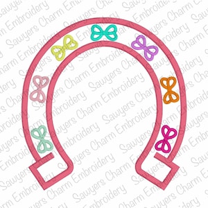 Coquette horseshoe with bows satin stitch machine applique, embroidery design file, cowgirl, perfect for sweatshirt side, horse ranch, rodeo