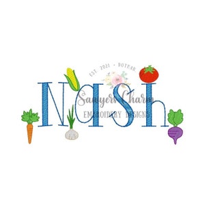 Mini fill stitch vegetables machine embroidery design file, quick stitch, fruit, veggies, summer/spring, gardening, plants, tomato, corn