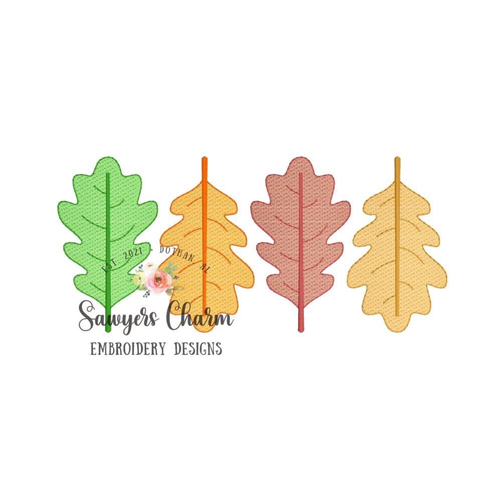 Stich Fall Drawing Row of Fall Leaves, Sketch Stitch Embroidery Design File, Fall ...