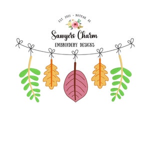 Herbst Blätter Girlande, Skizze Stickerei, Skizze Stickerei, Boho, Halloween, Kürbis Aufnäher, Danksagung