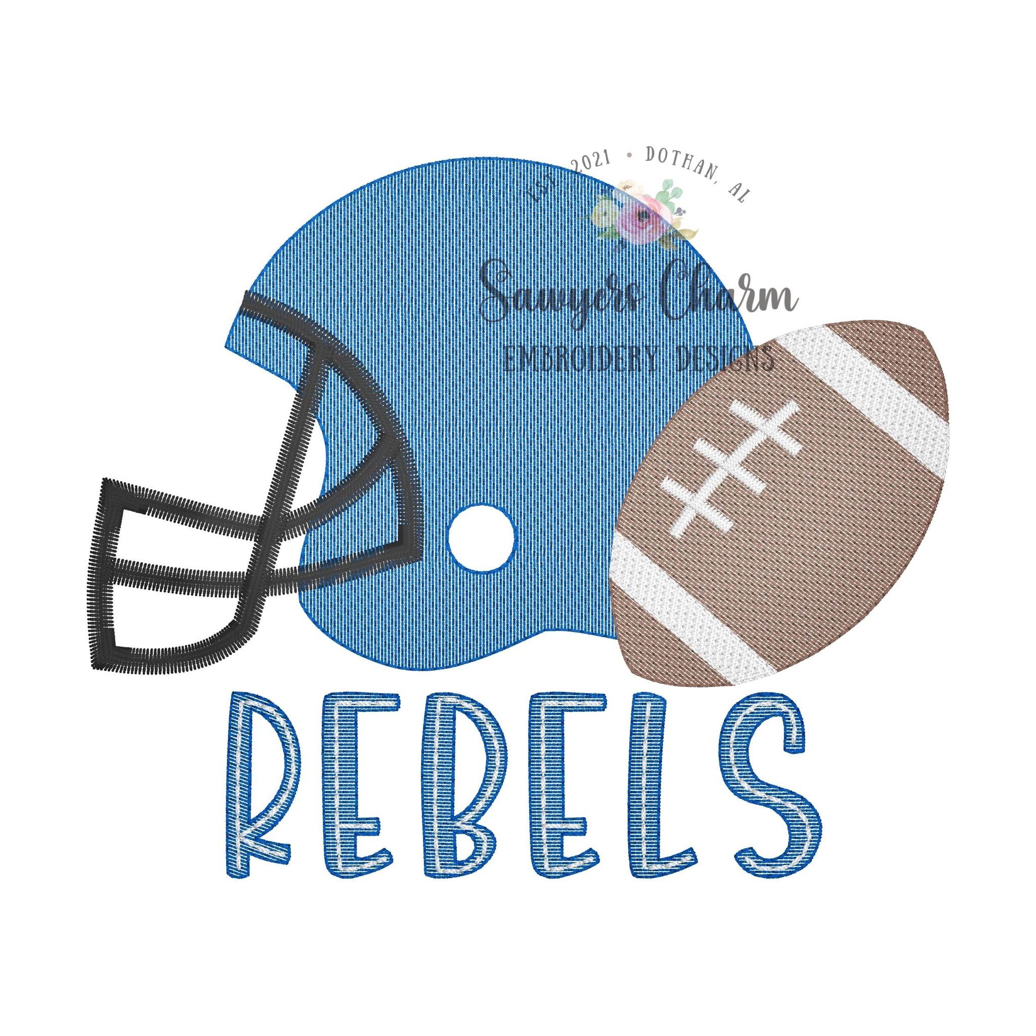 Helmet and football light fill sketch stitch machine embroidery design file, sports, quick stitch, college university, high school team