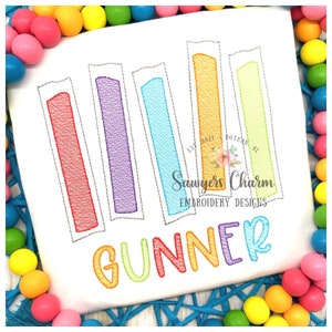 Freezer popsicles in a row light sketch stitch machine embroidery design file, summer, spring, snacks, ice cream, push up pops,