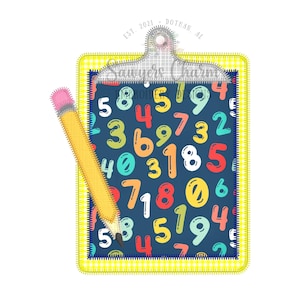 Clipboard & pencil zig zag and bean stitch applique BUNDLE, with and without bows, machine embroidery design, back to school