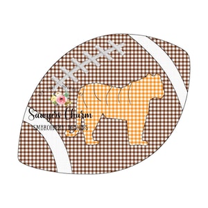 Sports football tiger silhouette bean stitch applique, machine embroidery design file, cheerleading, mascot, college high school university