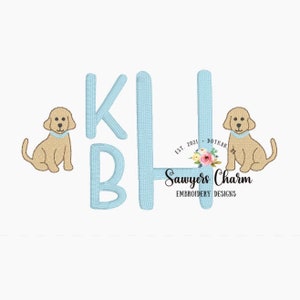 BUNDLE Puppy/dog sketch and filled stitch mini machine embroidery design file, comes with girl and boy version