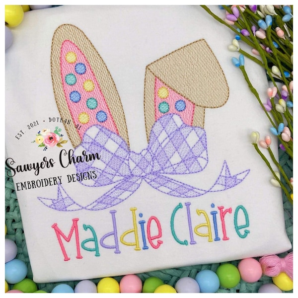 Easter Ears Embroidery Design Etsy