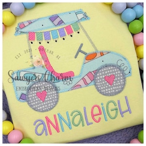 Back to school Golf cart with pencils zigzag machine embroidery applique design file, quick stitch, boy or girl design