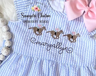 Mini Derby race horse jockey machine embroidery design file, festival, quick stitch, racing, horses, mini fill, perfect for monograms
